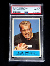 PAUL HORNUNG 1964 PHILADELPHIA FOOTBALL CARD #74 PSA 6 EX-MT HOF PACKERS