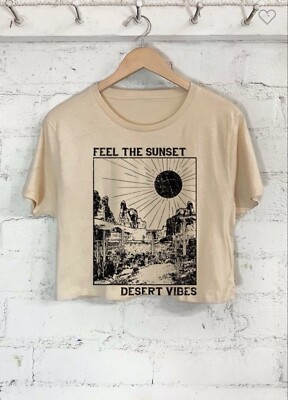 Rustee Juniors Dust Feel The Sunset Crop Top Ladies T-Shirt Y2K