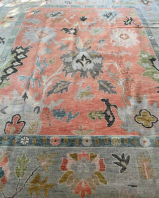 Hand Knotted Oushak rug | Wool Area Rug Handmade Rug | Modern Oushak Rugs #OU04