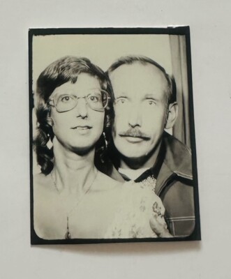 1970s Photomatic Photo Booth Lovers Scared Worried Expression Glasses VTG Photo