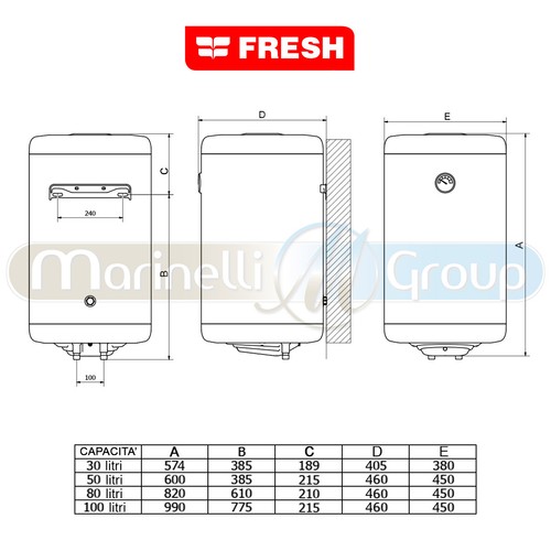 SCALDABAGNO elettrico scalda acqua boiler scaldino lt 10 30 50 80 100 litri - Afbeelding 2 van 11