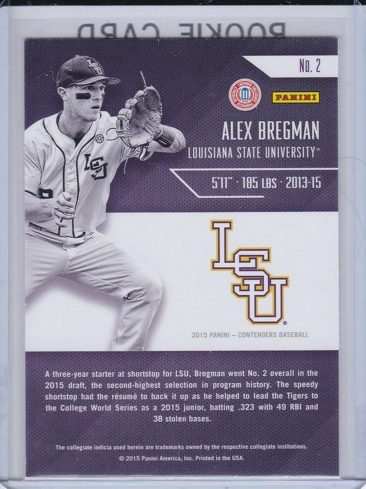 ALEX BREGMAN ROOKIE CARD College Baseball LSU TIGERS 2015 Class Reunion RC! - Image 2 of 2