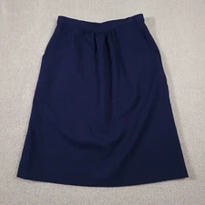 Vintage 80s 90s JC Penny Below The Knee Skirt Women's 14 Blue Pockets USA Made