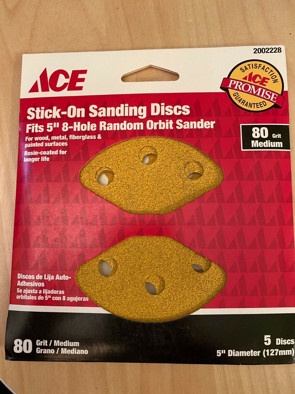 ACE Stick-On Sanding Discs 80 Grit Medium, 5 Discs, # 2002228 *New*