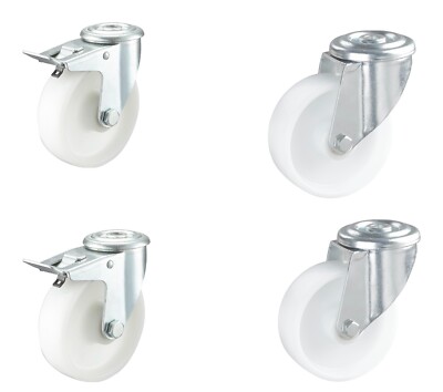 SET Kunststoffrolle Laufrolle Polyamid weiß 80 100 125 160 200mm Nylonrad Rolle