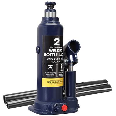 TCE Torin 2 Ton (4,000 lb) Capacity Hydraulic Welded Bottle Jack, Bl ack