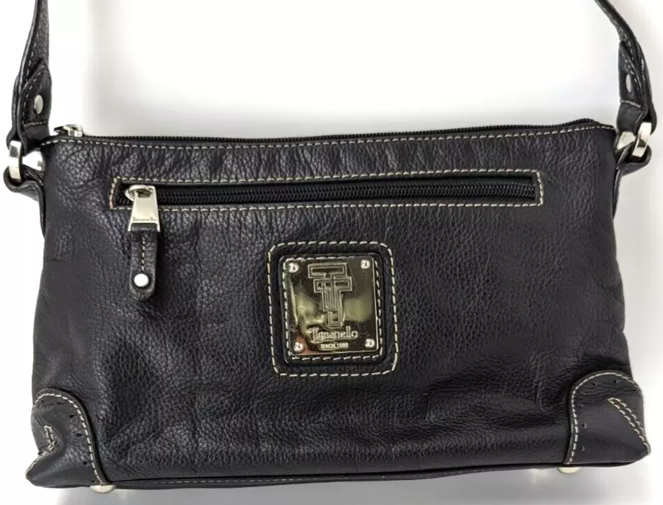 Tignanello Pebbled Black Leather Small Shoulder Bag Purse eBay