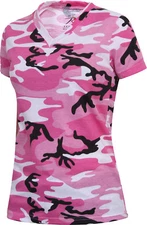 Rothco Womens Long Length V-Neck Camo T-Shirt Military Army Camouflage Tee Shirt