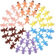 FOIMAS 60pcs Mini Plastic Babies,1 Inch Colorful Tiny Baby Dolls for Baby Sho...