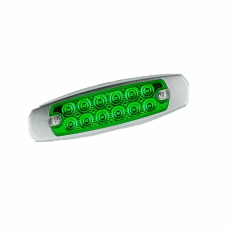 4x Green Side Marker Light Clearance 12 LED Chrome For Freightliner