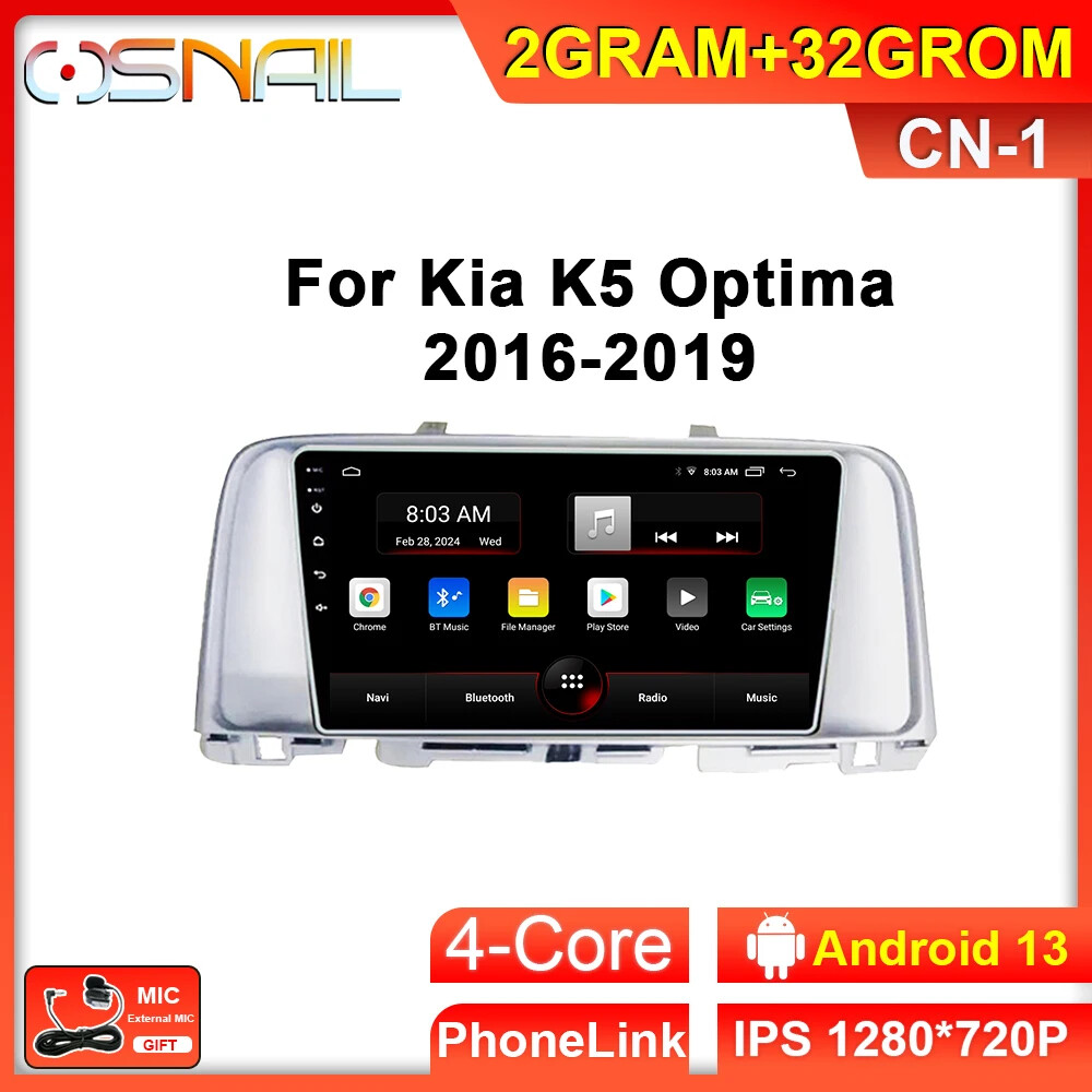 Android 13 Auto CarPlay GPS Radio For Kia K5 Optima 2016-2019 Multimedia Player