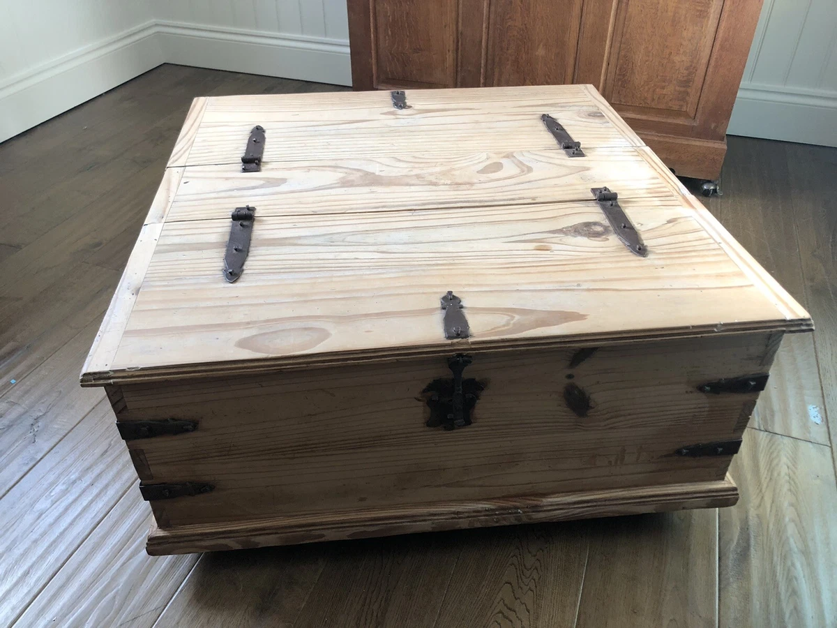 Antique Pine Chest Coffee Table Storage Unit