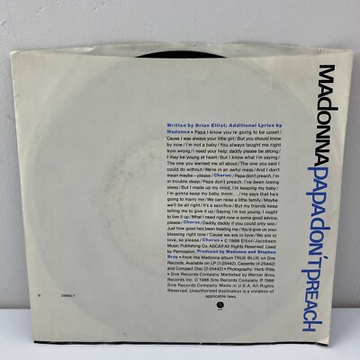 MADONNA “Papa Don't Preach” (45 RPM) 7
