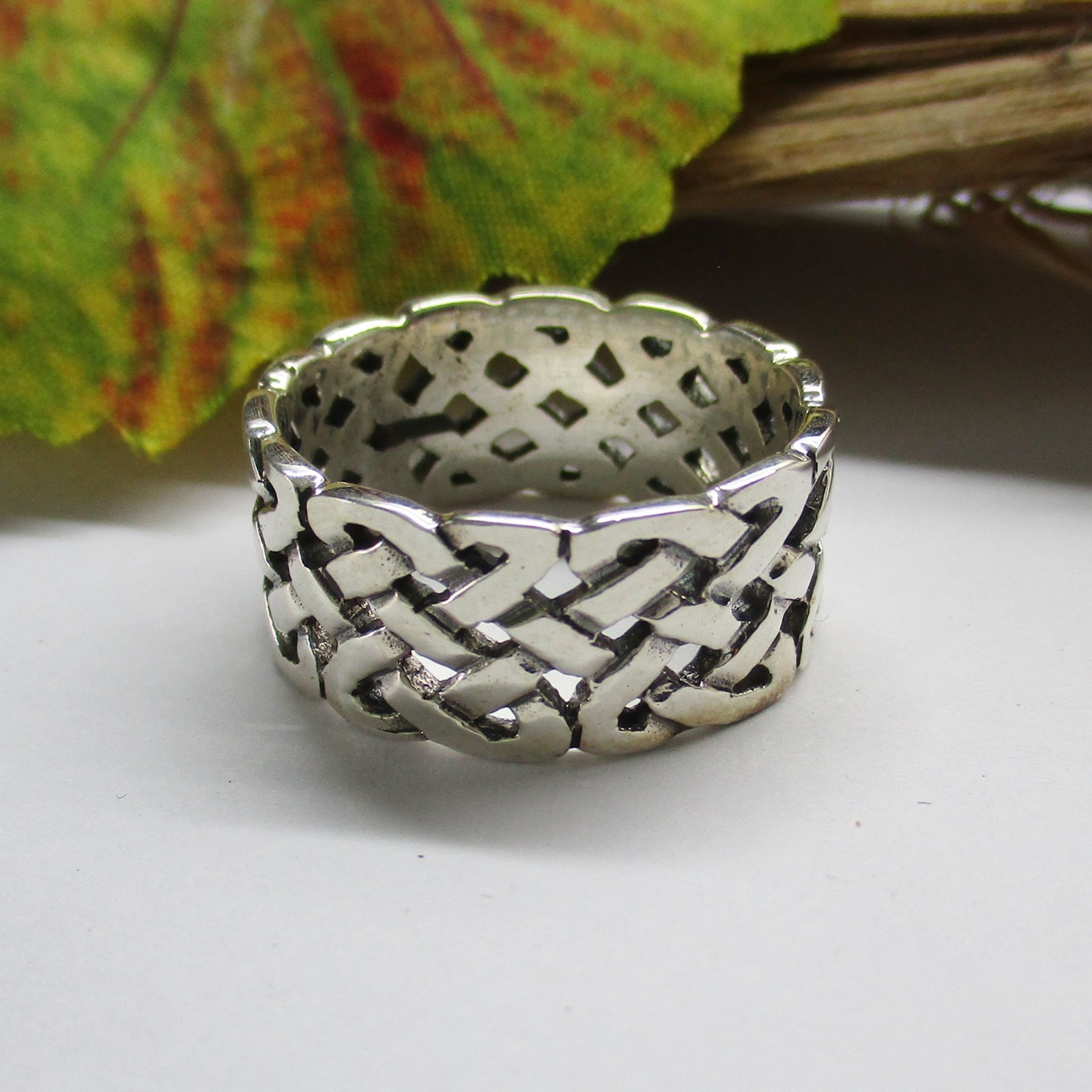 Wide Friendship Ring Silver 925 Ring - Braid Pattern Men Women