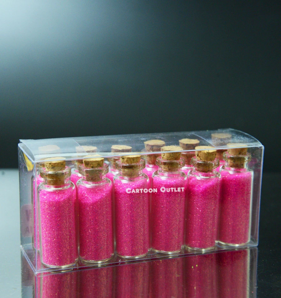 12 Pink Craft Glitter Mini Cork Bottles Princess Quinceanera Fairy Party Favors - Image 4 of 4