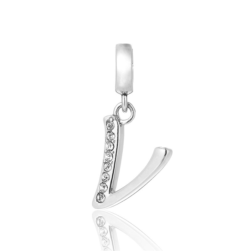 PANDORA Sterling Silver Initial V 791334CZ Bracelet Charm Dangle