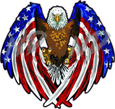 American Flag Bald Eagle Wings Decal Large 36'' Decal 