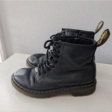 Dr. Martens 1460 Junior Boots Youth US 2 EU 33 Black Lace Up Side Zip