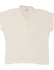 ANDREA MARE Polo donna oversize UK 10 piccola bianco sporco cotone BO26