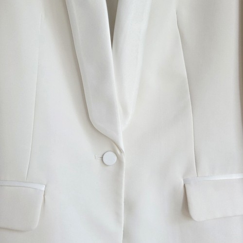 Zara Ecru Tuxedo Blazer Jacket Satin Shawl Lapel Womens Size XS Chic Elegant - Picture 10 of 18