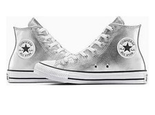 NEW Unisex CONVERSE Chuck Taylor ALL STAR HI Metallic Canvas Silver A14875C