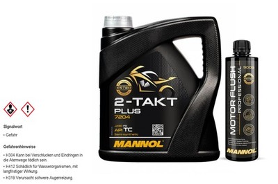 4L MANNOL Motoröl 2-TAKT PLUS Inkl. Reiniger Motor Flush Professional 9009