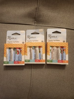 3 Packs of 4 x Sky Organics Organic Lip Balm! Mint, Coconut, Strawberry, Citrus