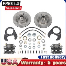 Front Disc Brake Kit 5 On 4.5 Drilled Slotted Rotors For 1937-48 Ford Spindles