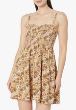 Madewell Tucker Tie Strap Lucie Mini Dress Sand Floral Women’s Medium Smocked O