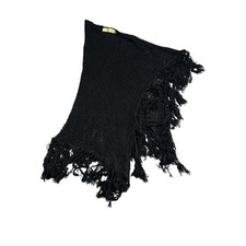 Les Coquettes Crochet Knit Fringe Poncho Shaw...