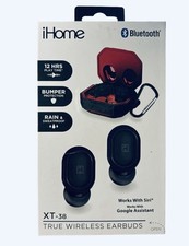 iHome XT-38 True Wireless Earbuds with Rechargeable Red Travel Case, Bluetooth