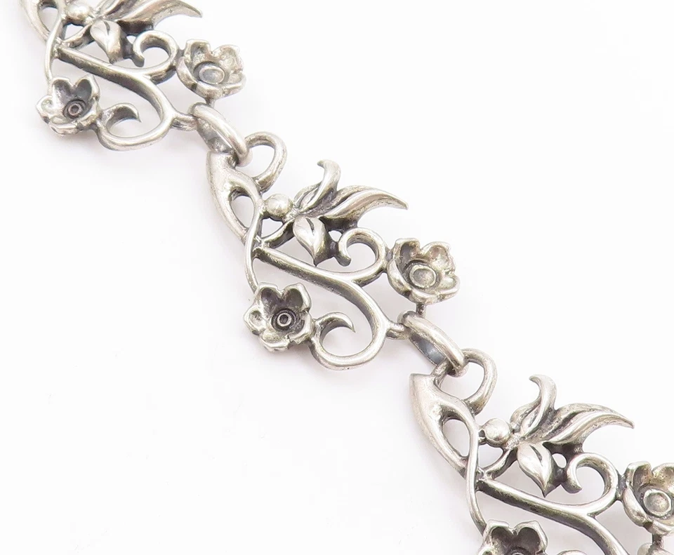 Gargantilla floral Art Nouveau Danecraft collar vintage de plata de ley 925 NE4636 Foto 4 de 4