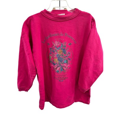 Express Vtg Floral Sweatshirt Women's M Pink ''Le Jardinier de Provence'' Design