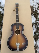 Vintage United Elitone Parlor Acoustic Guitar Project Missing Bridge Tuner