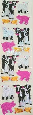 HAMBLY STUDIOS PRISMATIC STICKERS BABY FARM ANIMALS LAMB PIGLET CHICK CALF RARE 