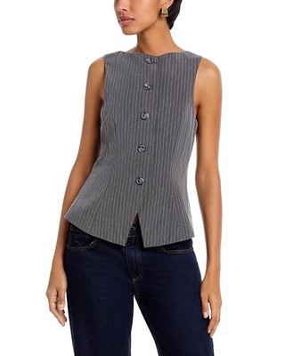 French Connection Women's Pinstripe Boat Neck Vest Top MSRP $128