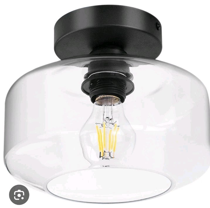 TeHenoo Clear Glass Semi Flush Mount Industrial Ceiling Light Fixture