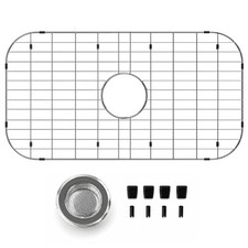 Sink Bottom Grid 28"x 15", Stainless Steel Sink Protector Centered Drain with...