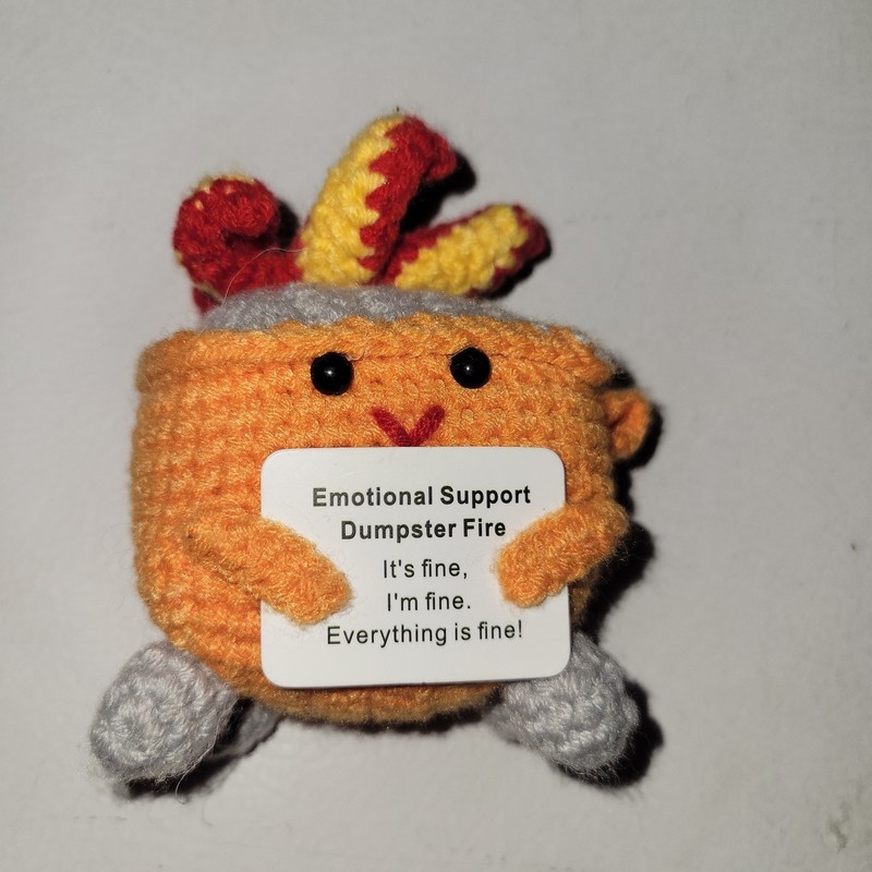 Emotional Support Crochet Dumpster Fire Creative Crochet Funny Toy Gifts