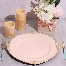24 BLUSH 13" Round with Embossed Rim Charger Plates Wedding Dinner Supplies