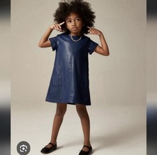 CrewCuts Faux Blue Leather Shift Dress Size 4