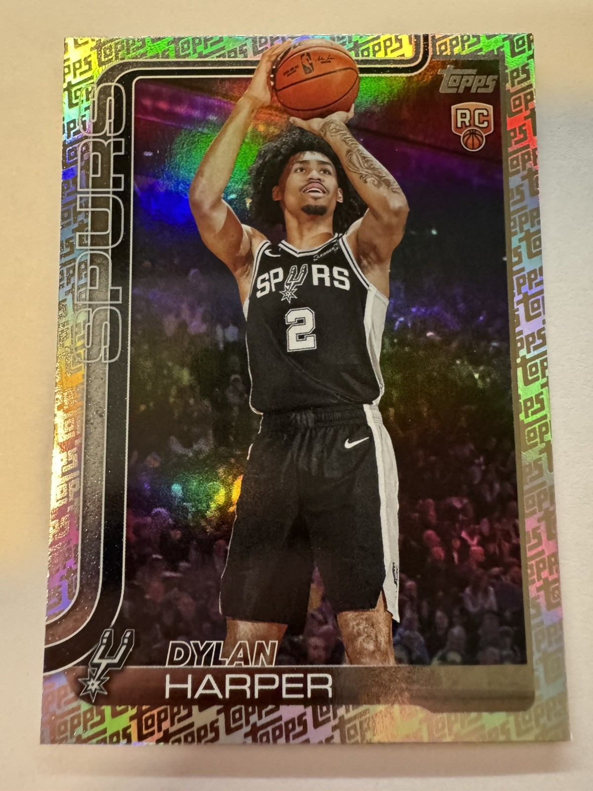 2025-26 Topps Dylan Harper RC TOPPS FOIL PATTERN #202 Spurs Fanatics Exclusive f