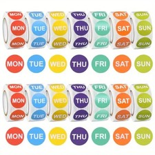 3 Sheet 7 Days of The Week Labels Color Coding Dot Stickers Rotation Labels
