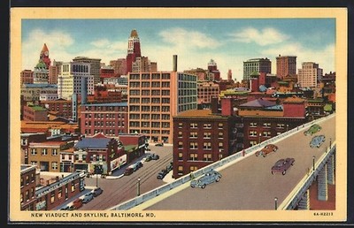 Ansichtskarte Baltimore, MD, New Viaduct and Skyline 