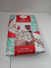Holiday Time Christmas Vinyl Tablecloth 60x80 Santa Claus Rectangle PEVA New