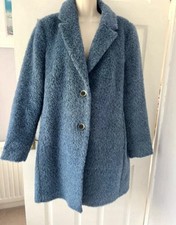 Creenstone Womens Blue Wool & Alpaca Blend Mid Length Coat 14-16 Uk (42)