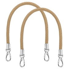 2Pcs 55cm 21.7" Braided Purse Strap Leather Apricot Silver White Buckle 