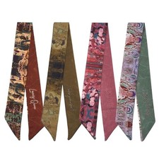 4 Pack Purse Scarf Handbags Skinny Twill Hair Scarves Narrow Neck Style 2-10