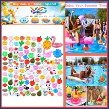 Inflatable Drink Holders 102 Pack Pool Float Cup Coasters with Air Pump Summer