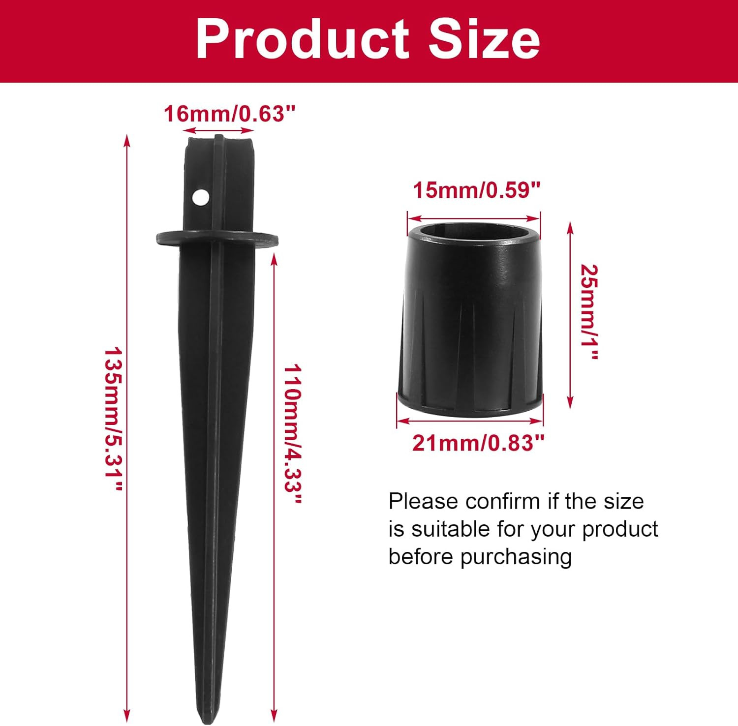 Biaungdo 8 Pack Metal Stakes, 5.3 Inch Solar Light Replacement Stakes, Black Out